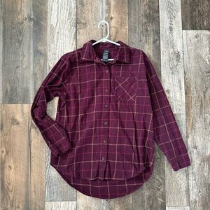 Jockey Women’s Maroon Checkered Button Down Shirt